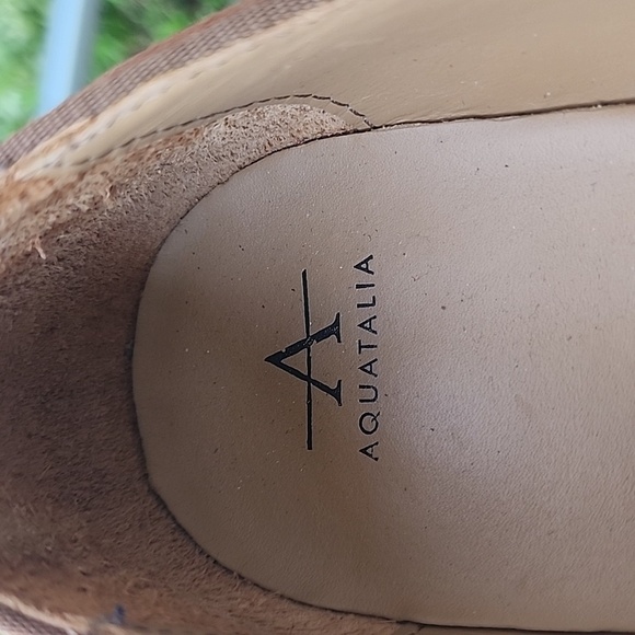 AQUATALIA Giselle Suede Round Toe Slip On Platform Loafers Shoes Size 7 Brown - Picture 7 of 12